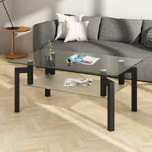 Load image into Gallery viewer, Rectangle Black Glass Coffee Table, Clear Coffee Table，Modern Side Center Tables for Living Room， Living Room Furniture
