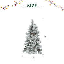Load image into Gallery viewer, 4FT Pre-Lit Spruce Snow Flocked Christmas Tree with Pine Cones, Artificial Xmas Tree with 170 Branch Tips,Mixed PE &amp; PVC Branches, 120 Multi-Color LED Lights, 11 Flashing Modes, Holiday  Décor
