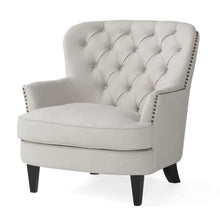 Load image into Gallery viewer, Contemporary Light Grey Fabric Club Chair and Ottoman Set, Stylish Upholstered Armchair with Matching Ottoman, Ideal for Modern Living Room Comfort and Style
