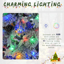 Load image into Gallery viewer, 4FT Pre-Lit Spruce Snow Flocked Christmas Tree with Pine Cones, Artificial Xmas Tree with 170 Branch Tips,Mixed PE &amp; PVC Branches, 120 Multi-Color LED Lights, 11 Flashing Modes, Holiday  Décor
