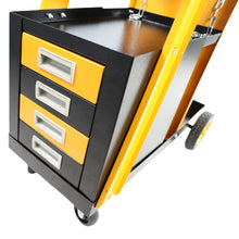 Load image into Gallery viewer, Multi-function welder trolley, MIG TIG ARC plasma cutter storage tank with 2 safety chains, portable 4-drawer chest, weight 280 LBS
