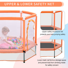 Load image into Gallery viewer, 55'' Toddlers Trampoline with Safety Enclosure Net and Balls, Indoor Outdoor Mini Trampoline for Kids
