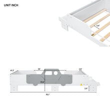 Load image into Gallery viewer, Car-Shaped Twin Wood Bed with Bench,White

