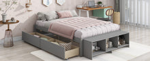 Load image into Gallery viewer, Full Size Bed with Storage Case, 2 Storage drawers, Lengthwise Support Slat,Grey
