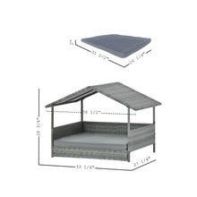 Load image into Gallery viewer, Dog Bed, Pet Bed, Pet Enclosures, Pet Outdoor Furniture, Pet Patio Furniture, Seasonal PE Wicker Pet Furniture, Dog Bed With Canopy

