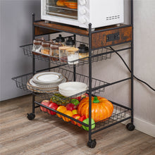 Load image into Gallery viewer, Removable Microwave&amp; Oven Shelf Wire Basket, Kitchen Storage Shelf Rack for Spices, Pots and Pans, Wheels with Anti-skid Locks
