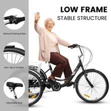 Load image into Gallery viewer, A24632 Adult Tricycles 7 Speed, Adult Trikes 24 inch 3 Wheel Bikes, Three-Wheeled Bicycles Cruise Trike with Shopping Basket for Seniors, Women, Men
