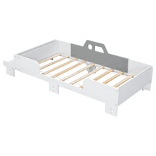 Load image into Gallery viewer, Car-Shaped Twin Wood Bed with Bench,White
