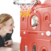 Load image into Gallery viewer, Kids Slide Playset Structure, Freestanding Castle Climber with Slide and Basketball Hoop, Toy Storage Organizer for Toddlers, Kids Climbers Playhouse for Indoor Outdoor Playground Activity

