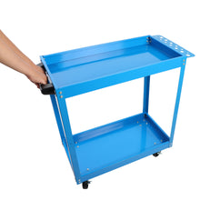 Load image into Gallery viewer, Tool Cart on Wheels,  Heavy Duty Steel Utility Cart w/Lockable Wheels, 400 LBS Capacity Industrial Service Cart for Garage, Warehouse, Workshop (Two-layer Bright Blue)
