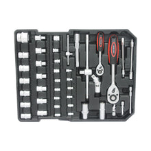 Load image into Gallery viewer, Black Hand Tool Box with 4 Layers of Toolset and Wheels
