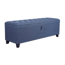 Load image into Gallery viewer, 55.3 Inch Extra Long Storage Ottoman Entryway Bench with Flip Top Storage Chest with Padded Seat Bed End Stool for Hallway Living Room Bedroom, Blue Linen
