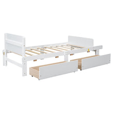 Load image into Gallery viewer, Twin Bed with Footboard Bench,2 drawers,White

