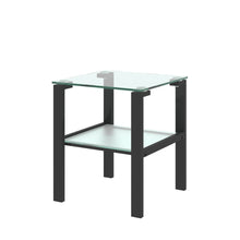 Load image into Gallery viewer, Glass two layer tea table, small round table, bedroom corner table, living room black side table
