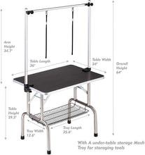 Load image into Gallery viewer, 36" Professional Dog Pet Grooming Table Adjustable Heavy Duty Portable w/Arm &amp; Noose &amp; Mesh Tray
