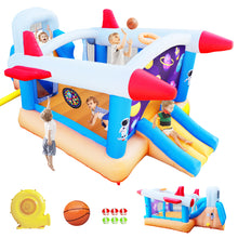 Load image into Gallery viewer, 6 in 1 outdoor indoor inflatable bouncer for kids target ball basketball slide with blower

