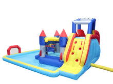 Load image into Gallery viewer, 10 in1 Inflatable slide water park  bouncing house garden with splash pool &amp; water gun &amp; basketball &amp; climbing wall &amp; dual pools &amp; soccer
