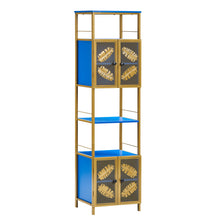 Load image into Gallery viewer, Tall Large Floor Storage Cabinet with Open Compartments and 2 Cabinets with Doors,  Freestanding Cabinet, for Home Kitchen, Bathroom, Living Room
