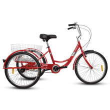 Load image into Gallery viewer, A24631 Adult Tricycles, 1 Speed Adult Trikes 24 inch 3 Wheel Bikes, Three-Wheeled Bicycles Cruise Trike with Shopping Basket for Seniors, Women, Men
