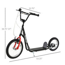 Load image into Gallery viewer, Youth Scooter, Teens Kick Scooter, Adjustable Handlebar Ride On Toy for 5+ with 16" Front and 12" Rear Dual Brakes Inflatable Wheels, Black
