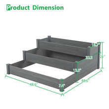 Load image into Gallery viewer, 48.6 x 48.6 x 21in Raised Garden Bed Horticulture Outdoor Elevated Flower Box Tiered Garden Bed Wooden Vegetables Growing Planter for Backyard/Patio/Gardener Grey
