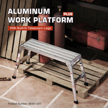 Load image into Gallery viewer, Aluminum Work Platform Large Size Step Stool Folding Portable Work Bench 40"  Width Telescopic Feet 22" -27.5" Height Adjustable
