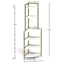 Load image into Gallery viewer, 6-Tier Corner Open Shelf Modern Bookcase Wood Rack Freestanding Shelving Unit,Plant Album Trinket Sturdy Stand Small Bookshelf Space-Saving for Living Room Home Office Kitchen Small Space Rustic Brown
