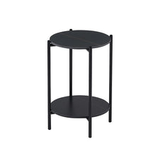 Load image into Gallery viewer, 2-layer End Table with Whole  Marble Tabletop, Round Coffee Table with Black Metal Frame for Bedroom Living Room Office (black,1 piece)
