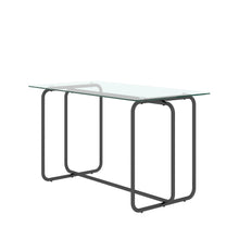 Load image into Gallery viewer, 1-piece Rectangle Dining Table with Black Metal Frame, Tempered Glass Dining Table for Kitchen Room, (Transparent+Black)

