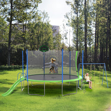 Load image into Gallery viewer, 14FT Trampoline with Slide and Swings, ASTM Approved Large Recreational Trampoline with Basketball Hoop and Ladder,Outdoor Backyard Trampoline with Net, Capacity for Kids and Adults
