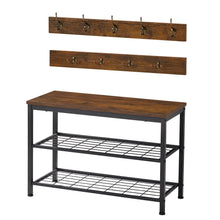 Load image into Gallery viewer, Coat Shoe Rack Bench Set,Entryway Shoe Rack Bench with Coat Hooks,Hall Tree Coat Rack
