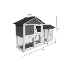Load image into Gallery viewer, Removable Tray Ramp wooden outdoor rabbit hutch with running cage
