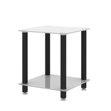 Load image into Gallery viewer, 1-Piece White+Black Side Table , 2-Tier Space End Table ,Modern Night Stand, Sofa table, Side Table with Storage Shelve
