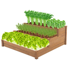 Load image into Gallery viewer, 48.6 x 48.6 x 21in Raised Garden Bed Horticulture Outdoor Elevated Flower Box Tiered Garden Bed Wooden Vegetables  Brown
