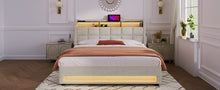 Load image into Gallery viewer, Full size Upholstered Platform bed with a Hydraulic Storage System, LED and USB Charging, Natural (without mattress)
