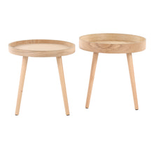 Load image into Gallery viewer, Pebble Mid-Century Modern Side Table Set in Natural Wood by LumiSource
