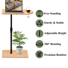 Load image into Gallery viewer, Couch Tray Table Bamboo Height Adjustable Side Table for Sofa C-shaped Oval End Tables with Slots for Bed &amp; Chairs in Living Room &amp; Bedroom (Oval + Rectangle)
