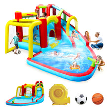 Load image into Gallery viewer, 7 in1 Inflatable slide water park bouncing house outdoor Soccer garden bouncer with Splash pool  &amp; Water gun &amp; Climbing wall &amp; Basketball &amp; Football
