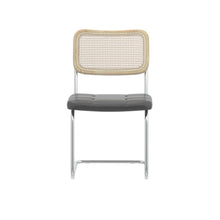 Load image into Gallery viewer, Set of 2, Leather Dining Chair with High-Density Sponge, Rattan Chair for Dining room, Living room, Bedroom, Gray
