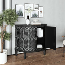 Load image into Gallery viewer, Accent Cabinet Modern Half-moon 2 Door Wooden Cabinet Storage Cabinet Solid Wood Veneer with Featuring Two-tier Storage, for Living Room, Hallway, Entryway and Dining Room, Painted in Black
