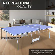 Load image into Gallery viewer, 9ft Mid-Size Table Tennis Table Foldable &amp; Portable Ping Pong Table Set for Indoor Games with Net, 2 Table Tennis Paddles and 3 Balls
