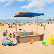Load image into Gallery viewer, Children's Wooden Sandbox with Adjustable Canopy, Sandpit with Covers Kids Wood Playset Outdoor Backyard - Upgrade Retractable,45.3"L x 45.3"W x 46.5"H,Golden Red
