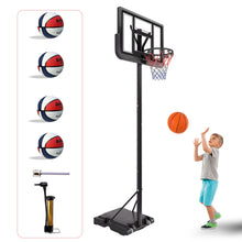 Load image into Gallery viewer, Basketball Hoop Basketball System 4.76-10ft Height Adjustable with 4 Basketball, Net Pocket, Inflator Set

