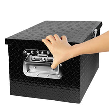 Load image into Gallery viewer, 20 Inch Black Aluminum Tool long Box Tread Flat box for Truck Car Outdoor Trailer Pickup Underbody RV ATV Storage Tools Organizer with Lock Side Handle and Keys (20.1"×11.8"×9.3")
