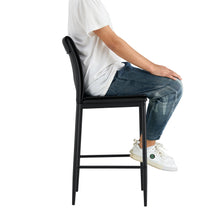 Load image into Gallery viewer, Black Leather Barstool Dining Counter Height Chair Set of 2
