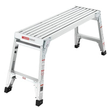 Load image into Gallery viewer, Aluminum Work Platform Large Size Step Stool Folding Portable Work Bench 40"  Width Telescopic Feet 22" -27.5" Height Adjustable
