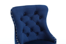 Load image into Gallery viewer, YS Modern  Swivel Bar Stools Velvet Barstools Button Tufted Bar Stools Rivet Trim Bar Stools for Kitchen Island,Bistro, with Metal Pull Ring Sturdy Footrest Large Backrest for Home Bar,Blue
