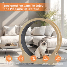 Load image into Gallery viewer, Cat Exercise Wheel - Indoor Cat Treadmill with Carpeted Running Track, Safety Cat Treadmill with Latch, Weighted Wheel for Cats, Add Fun to Cat Exercise, Natural Wood Color,35.8"L x 12.6"W x 38.2"H
