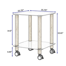 Load image into Gallery viewer, 2-Piece White+Oak Side Table , 2-Tier Space End Table ,Modern Night Stand, Sofa table, Side Table with Storage Shelve
