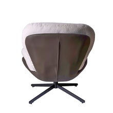 Load image into Gallery viewer, 360° Swivel Accent Chair, Modern Chenille Lounge Chair with Faux Leather and Black Metal Base Frame, Comfortable Reading Chair for Small Spaces, Living Room, Bedroom, Reading Corner, Office (White)
